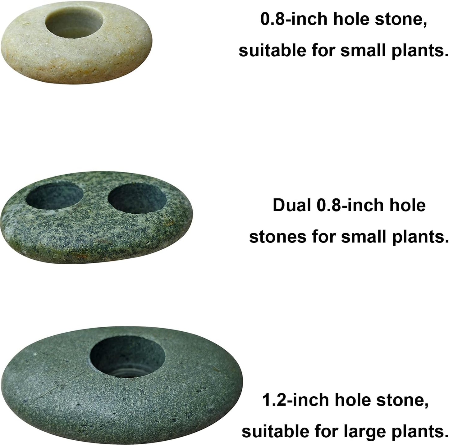 Natural River Stone Plant Weights for Aquarium, Handmade Pebble Anchors for Aquatic Plants, Fish Tank Decorations, Unique Shape & Size, Landscape Plant Weights (1.2″ Hole 5pcs)