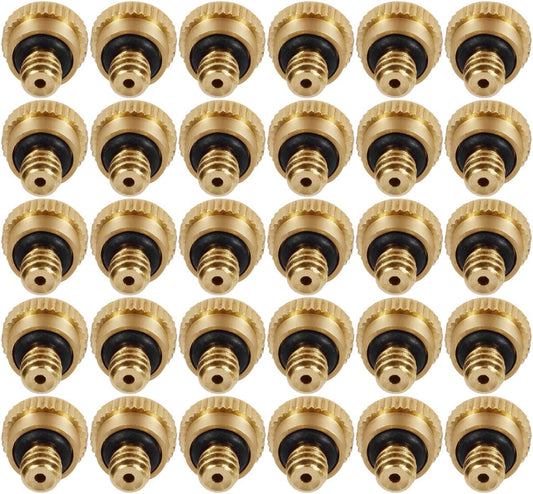 Brass Misting Nozzles 0.016" Orifice (0.4mm) 10/24 UNC, Water Mister Parts Fog Nozzles for Patio Misting System Outdoor Cooling System (30)