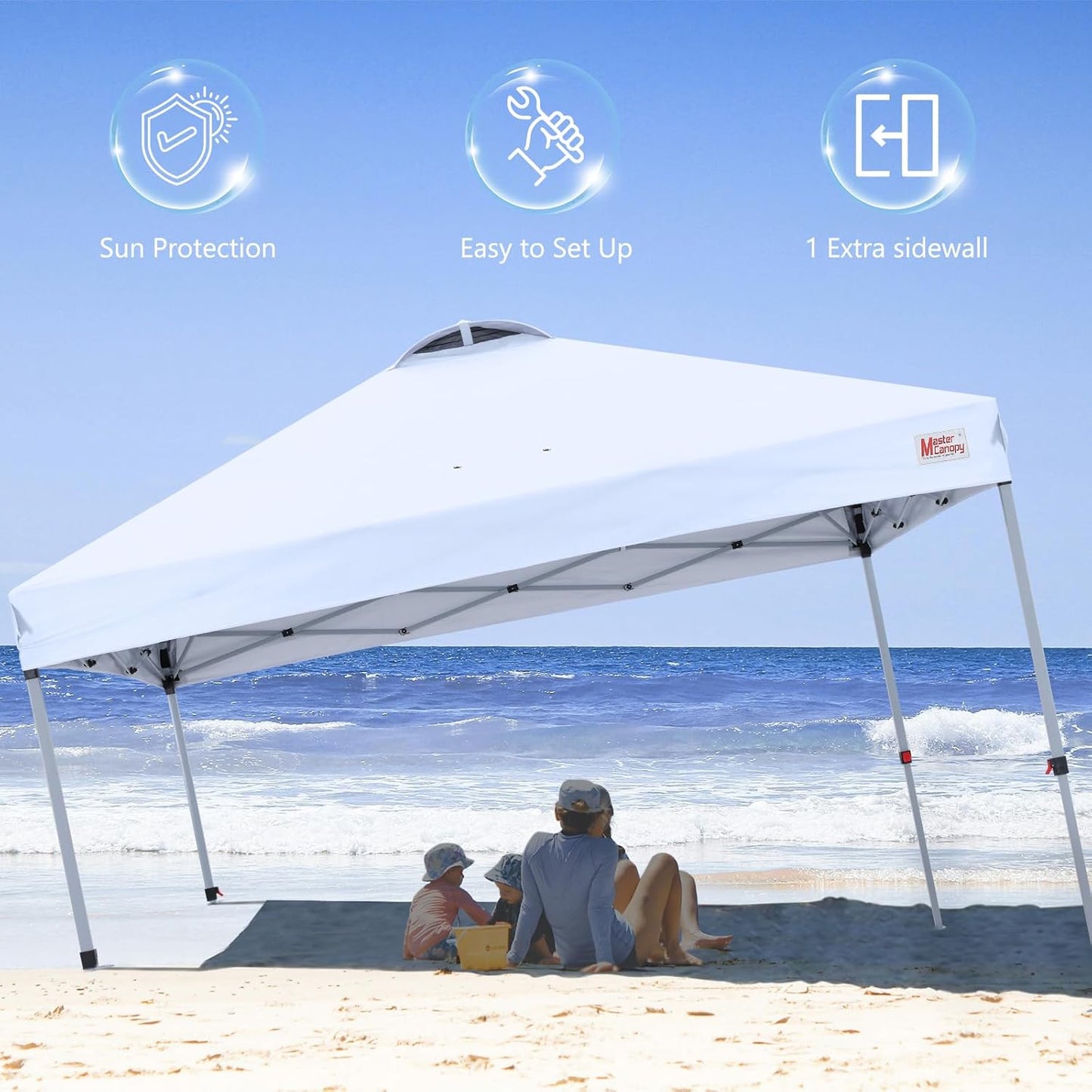 MASTERCANOPY Durable Pop-up Canopy Tent with 1 Sidewall (8'x8',White)