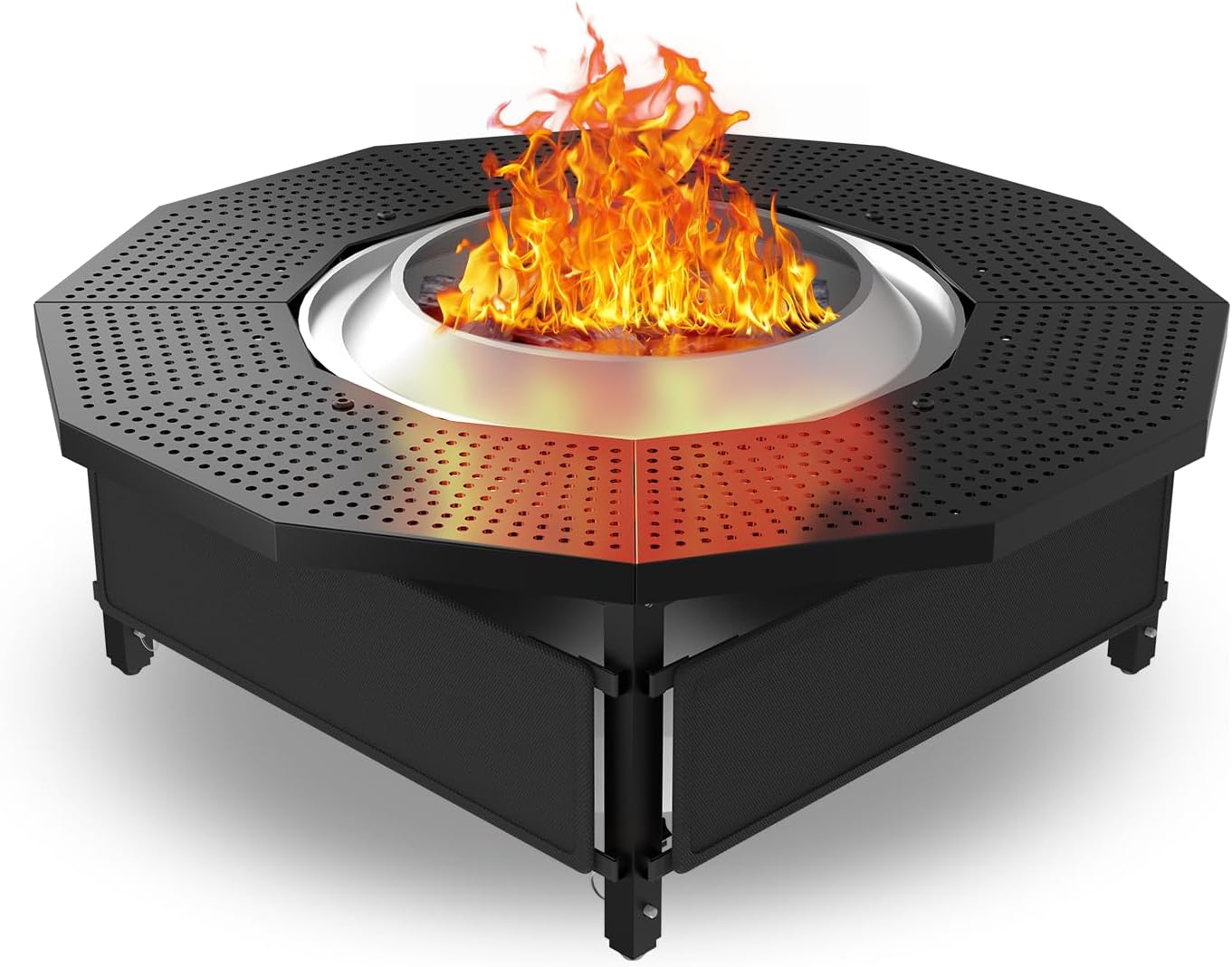 Fire Pit Surround Tabletop Use for Solo Stove Bonfire Ranger Yukon 2.0, with Coated Steel and UV-Resistant Outdoor Fabric, Adjustable Tabletop for Solo Stove Bonfire Accessories, Thick Metal