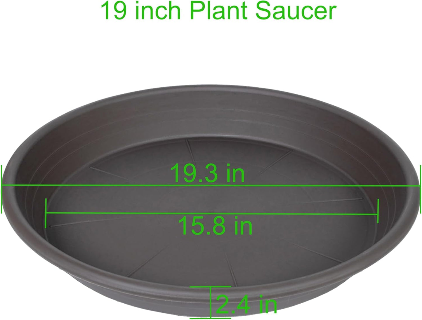 2 Pack of 19 inch Plant Saucer, Large Plant Tray, Heavy Sturdy Plant Drainage Tray for Indoors, Bird Bath Bowls, Sturdy 18 inch Plastic Pot Tray for Planter (Brown)