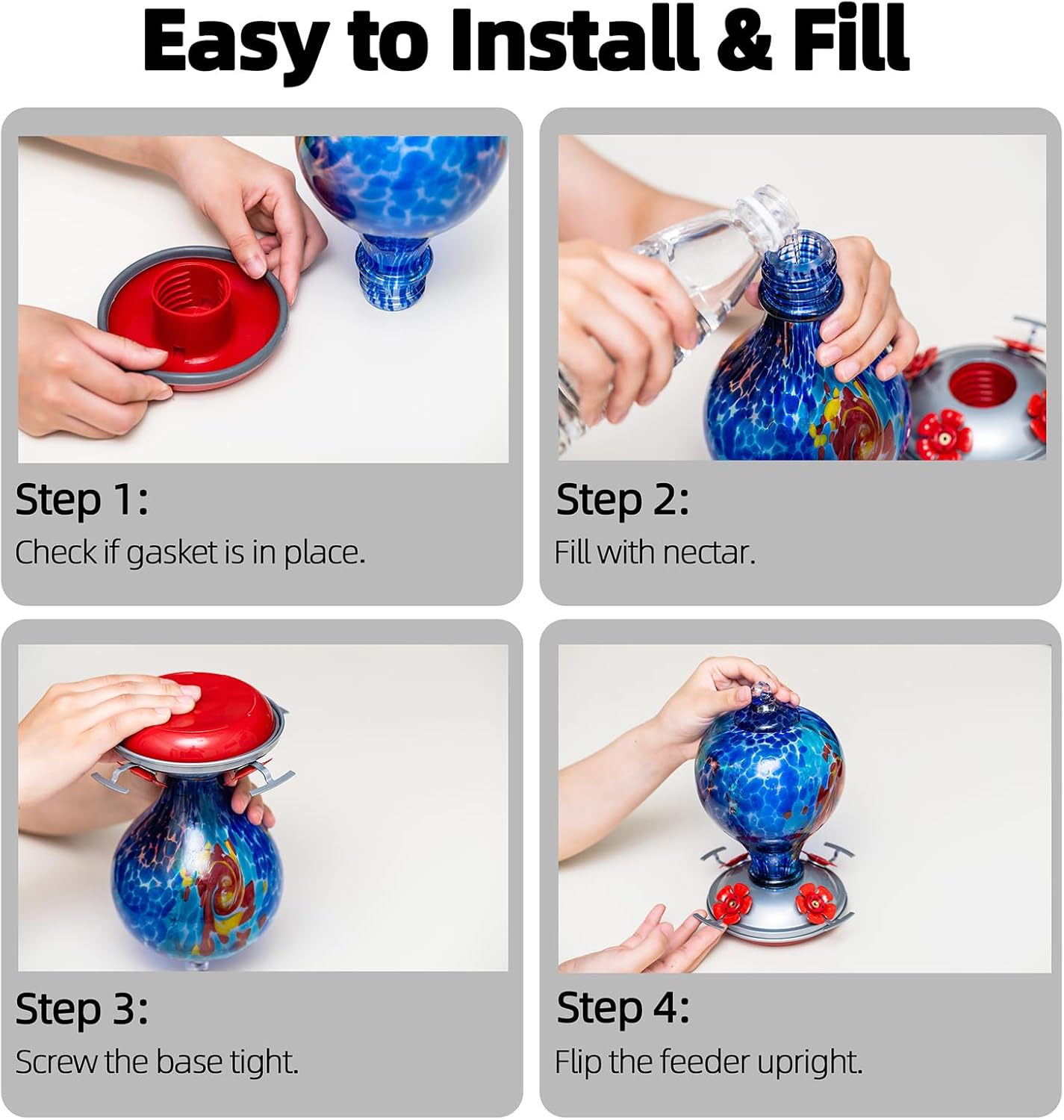 Hummingbird Feeders, 34OZ 4 Perch Ant Moat Leakproof, Garden Decor Bird Gifts (Starry Tides)