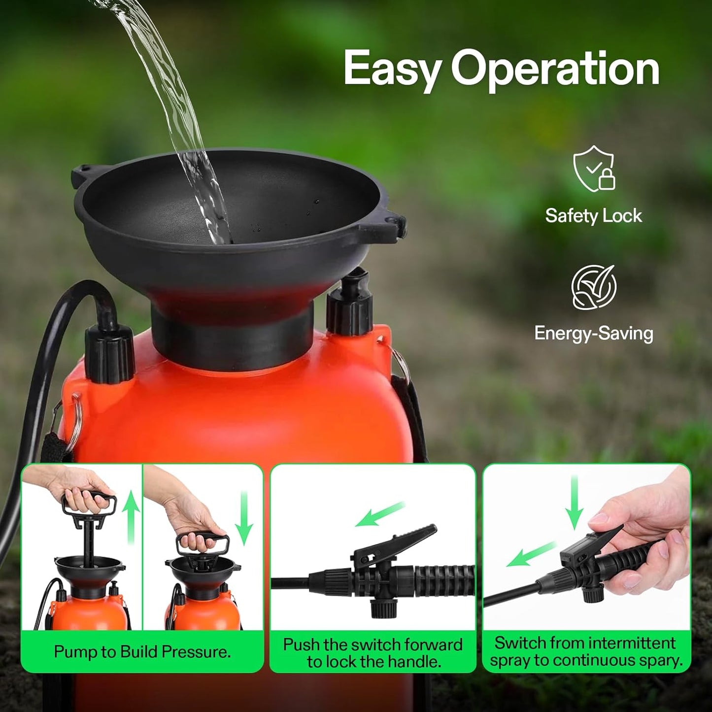 VIVOSUN 1.85-Gallon Pump Pressure Sprayer, Pressurized Lawn & Garden Water Spray Bottle with Adjustable Shoulder Strap, for Spraying Plants, Garden Watering and Household Cleaning