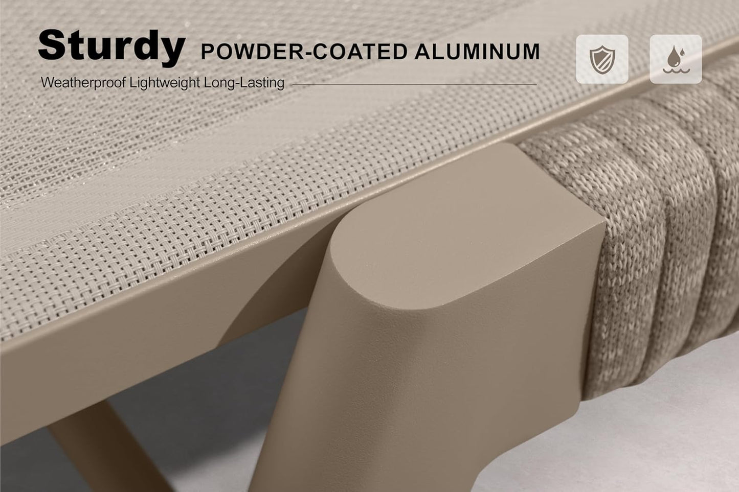 PURPLE LEAF Patio Chaise Lounge Chairs with Armrests Aluminum Reclining Layout Lounges for Outdoor Poolside Nurture Shale