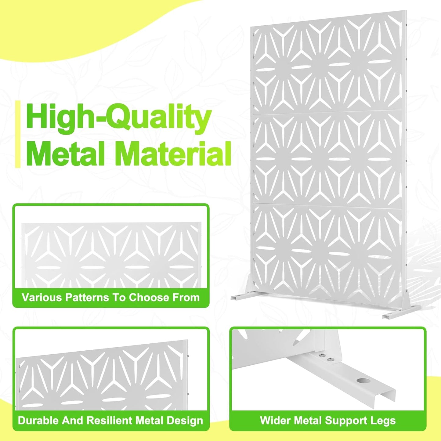 Outdoor Privacy Screen,72" H×47" W Metal Privacy Screen, Freestanding Privacy Fence Panels for Patio