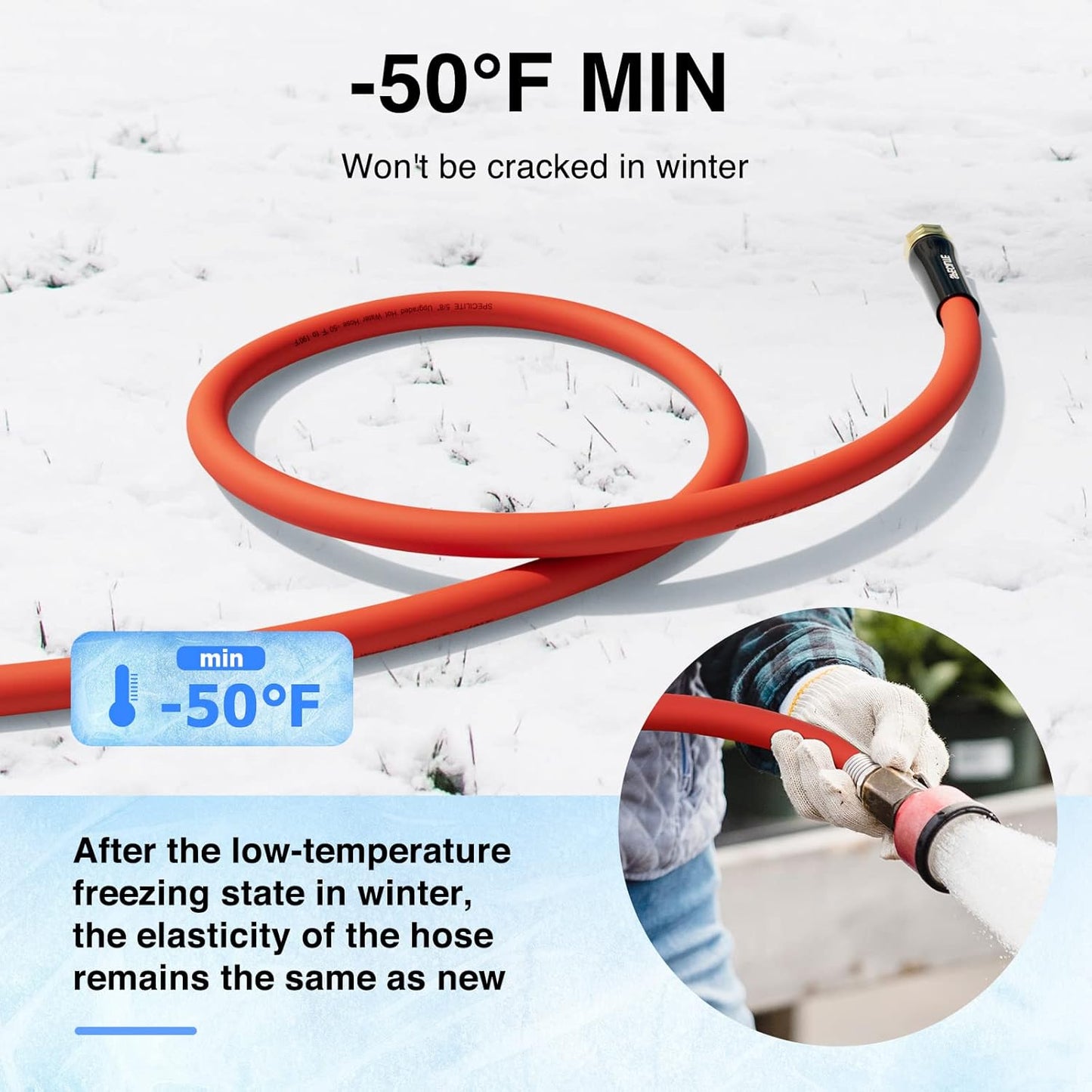 3/4" Hot/Cold Garden Water Hose 100 ft, -50℉-190℉,Flexible & Lightweight With 3/4" Brass Fittings for Yard, Outdoor, Farm, Red
