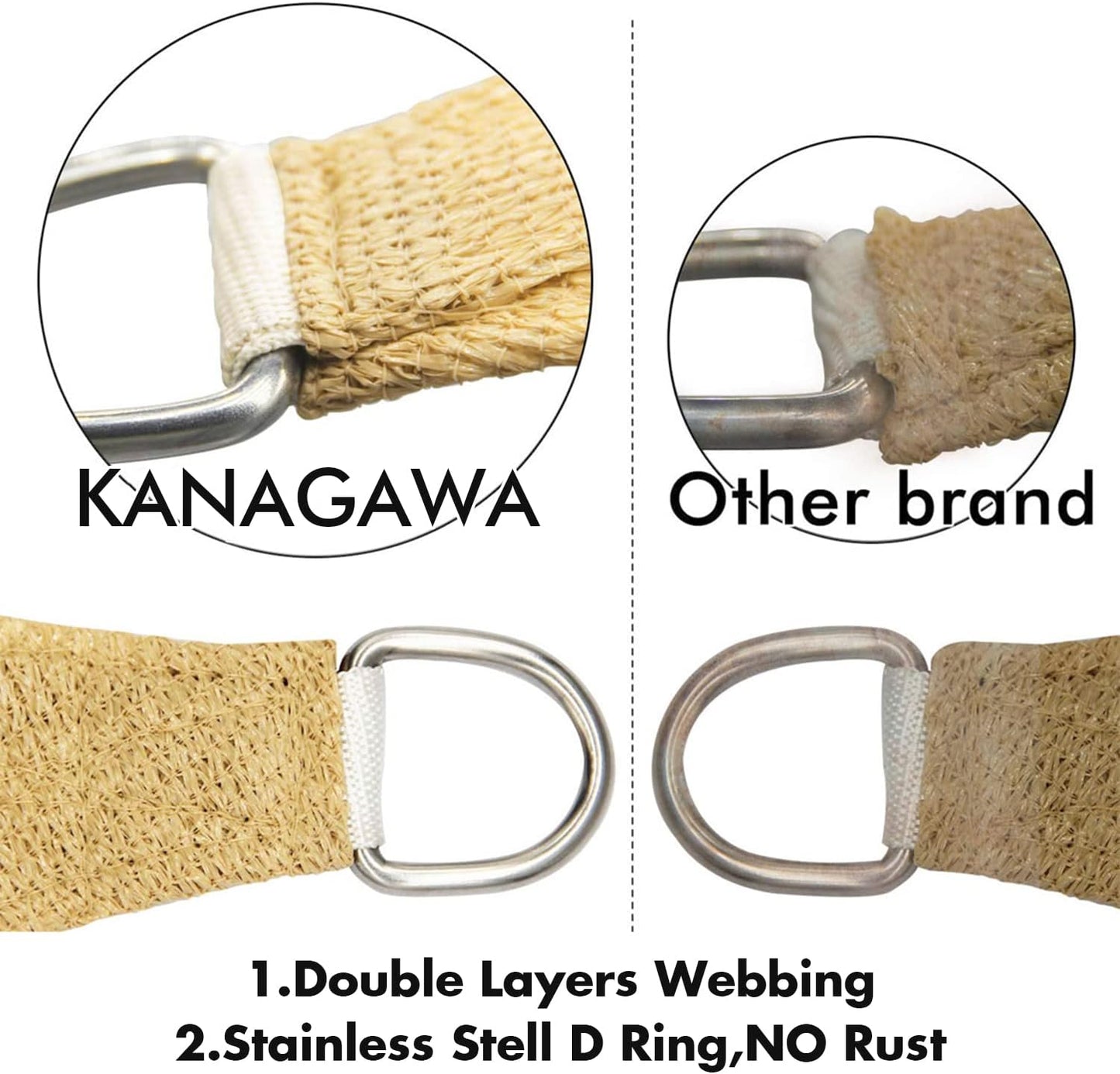 KANAGAWA 9'X12' Sand Custom Size Sun Shade Sail Rectangle UV Block Canopy Cover for Patio Backyard Lawn Garden Outdoor (Customized Available)