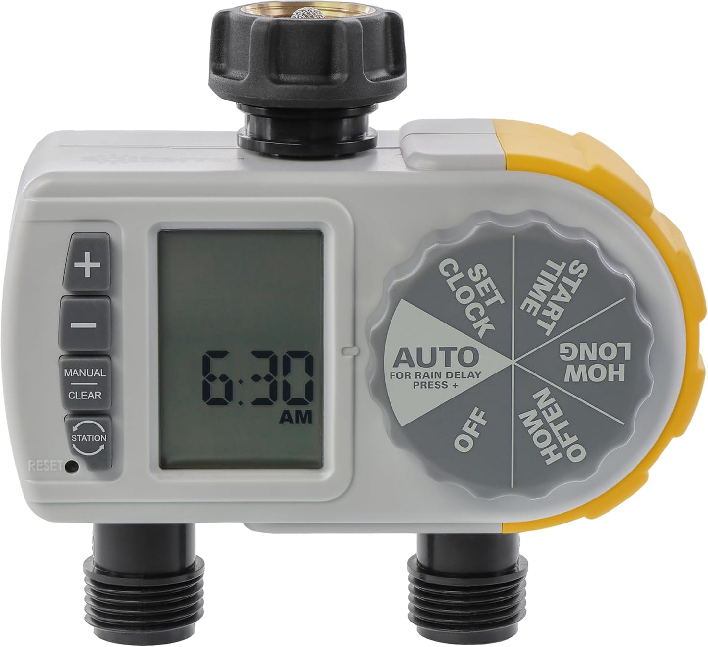 28153 Single-Dial Two-Outlet Hose Timer, Gray