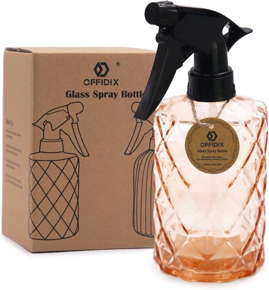 OFFIDIX Glass Spray Bottle, Fine Mist Plant Mister, Handheld Pressure Watering Can, Adjustable Nozzle Glass Spray Bottle, 0.35L/11.8oz Handheld Spray Bottles for Garden Plants Cleaning Solutions