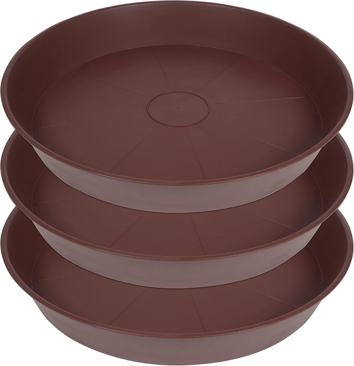 3 Pack of 25 26 inch Plant Saucer (22.7 Inch Base), 4.2" Depth, Large Deep Heavy Duty Plastic Flower Planter Water Trays for Indoors Outdoor, Plant Drip Trays (26", Chocolate)