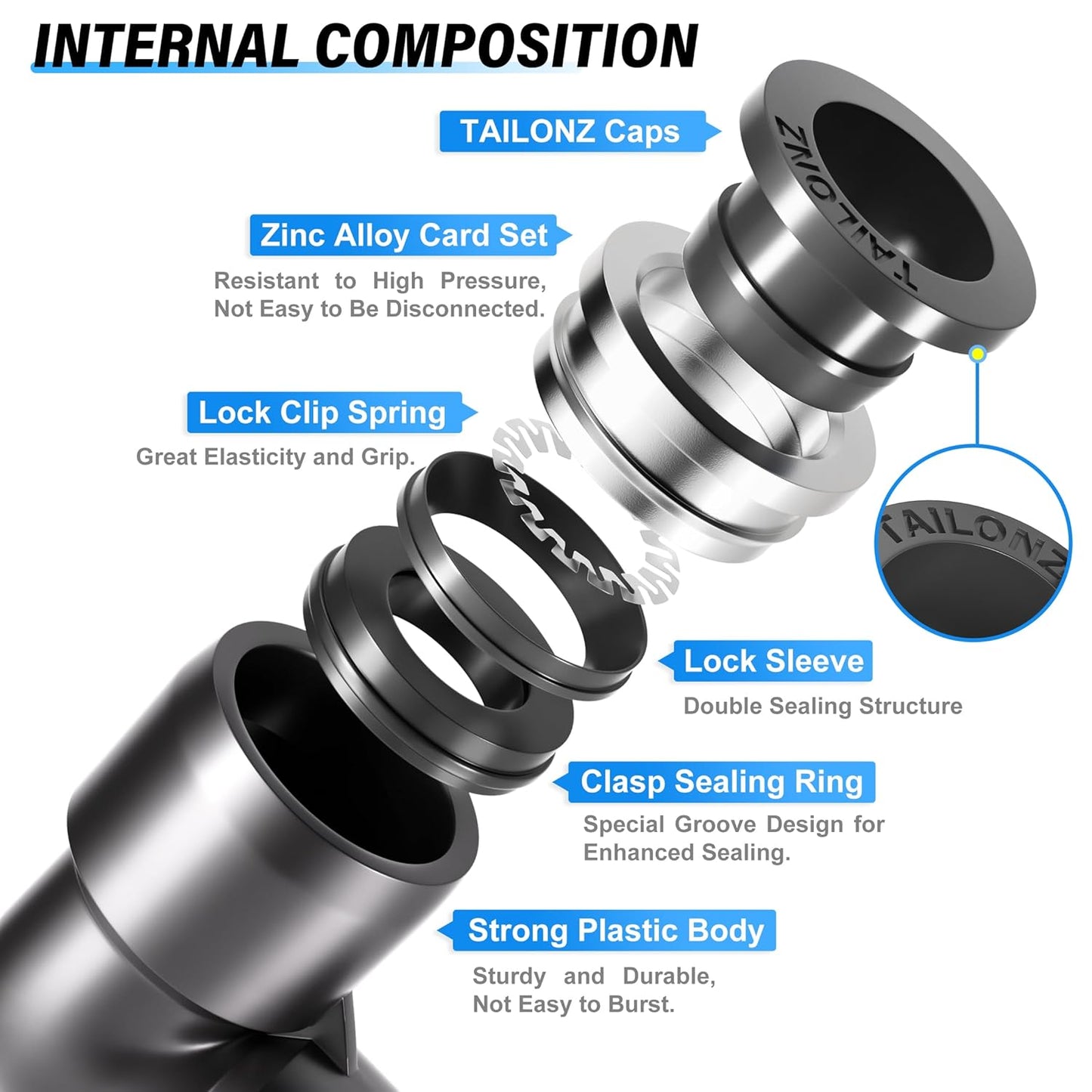 TAILONZ PNEUMATIC Elbow and Straight Combination 3/8 Inch Tube OD x 3/8 Inch NPT Thread Push to Connect Fittings PC-3/8-N3+PL-3/8-N3(Pack of 4)