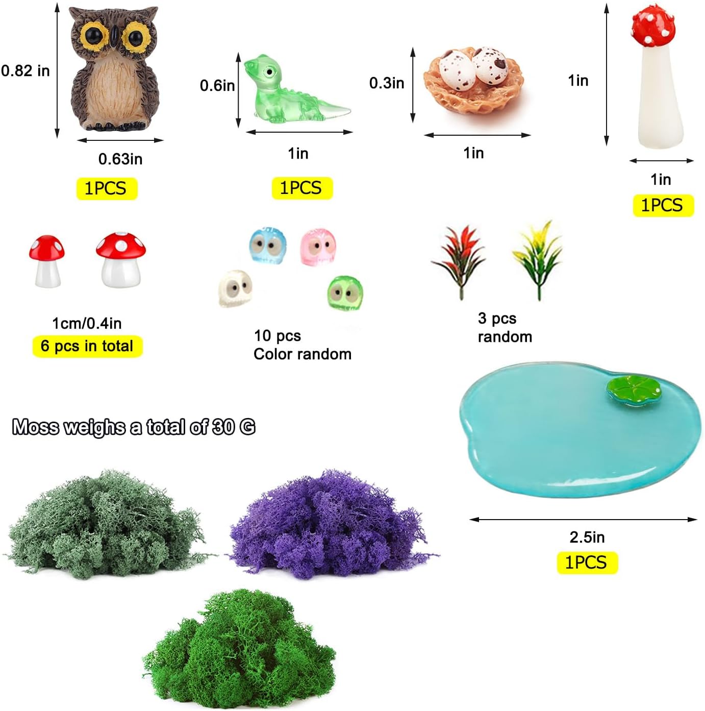 42 Pcs Miniature Fairy Garden Accessories, Fairy Door, Miniature Tree Stumps and Tiny Resin Animal with Moss for DIY Craft, Lawn, Fairy Garden Decor