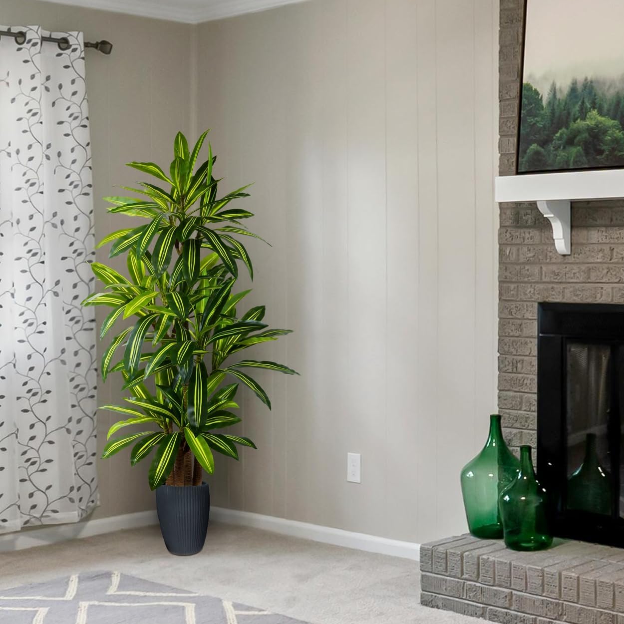 Artificial Dracaena Tree 6ft, Fake Yucca Plant with White Planter and Lifelike Leaves, Faux Dracaena Tall Floor Trees for Home Office Garden Décor