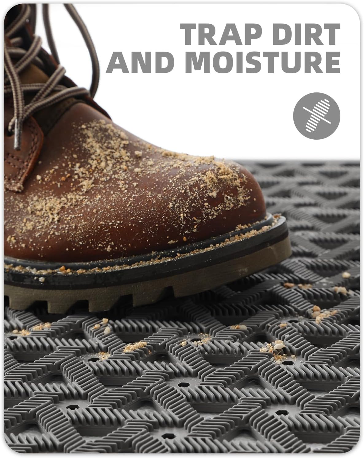 Color&Geometry Door Mat Outside Entrance with Drainage, Rubber Heavy Duty Dirt Trapper Waterproof Outdoor Welcome Mat, Outdoor Mats All Weather for Front Back Door Patio Entryway Entry, 24"X36" Grey