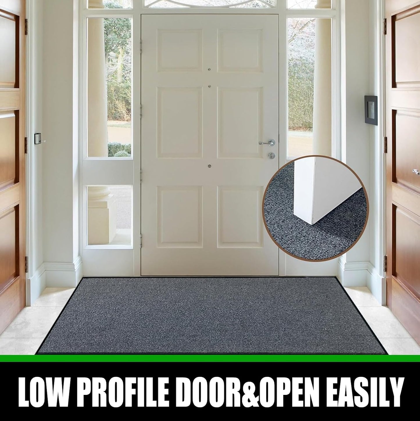 Commercial Grade Entrance Mat 3x4Ft Brush Step Entrance Rug with Striped Pattern&Rubber Border Indoor Outdoor Low Profile Rubber Entry Carpet Mat for Hallway,Home,High Traffic Area