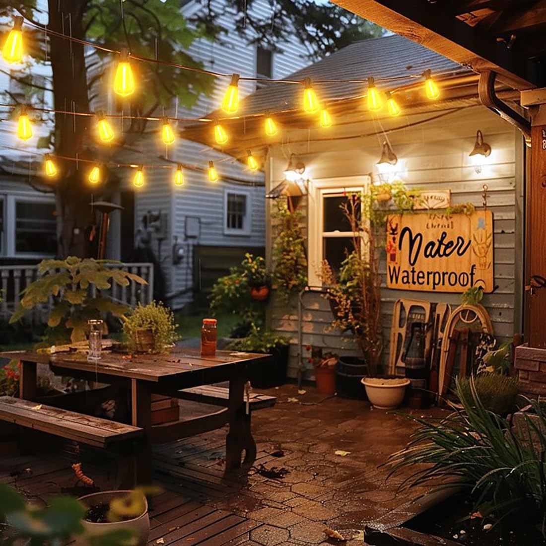 200FT Outdoor String Lights with Remote, Garden Patio Decor with 2500K Warm White, 100+4 LED Edison Bulbs, Support Timer Dimmable Waterproof for Yard Outside Porch Deck Backyard