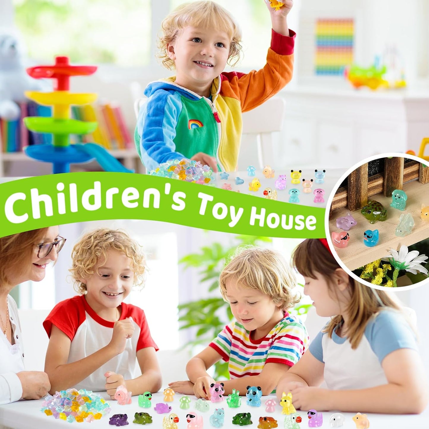 241 Pcs Luminous Mini Resin Animals Small Little Tiny Resin Figurines Glow in The Dark for Crafts Micro Landscape Decoration Fairy Garden Accessories