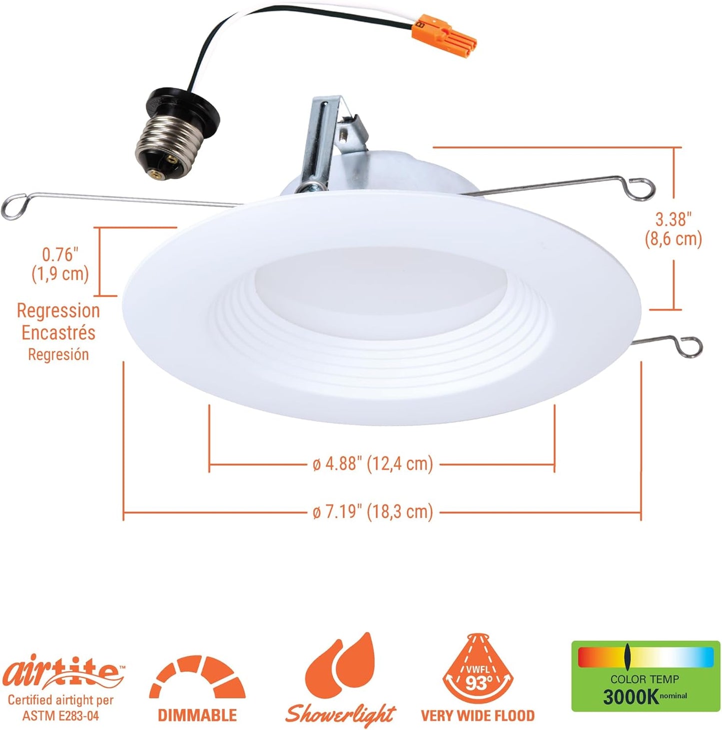 HALO LTE 5/6 Inch Indoor/Outdoor Recessed LED Trim Can Light, 3000K - Contractor Value Pack (12-Pack) - LTE566930-12PK