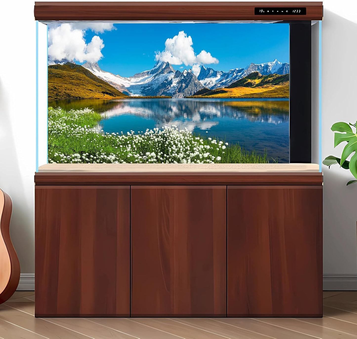 Mountains Lake Aquarium Background Bernese range View Fish Tank Background Switzerland Alps Grindelwald Valley Lake Terrarium Background Fantastic Natural Landscape Aquarium Fish Tank Decors 36x24in