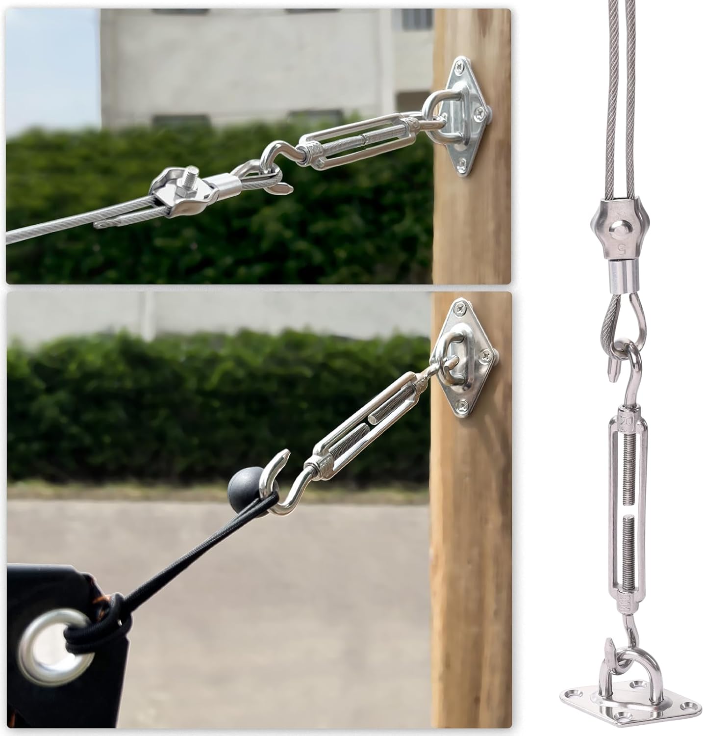 Shade Sail Hardware Kit 6 inch turnbuckles for Triangle Rectangle Sun Shade Sail Outdoor Installation turnbuckles for Cables Wire for Outdoor,Garden,Kitchen,Craft,235PCS