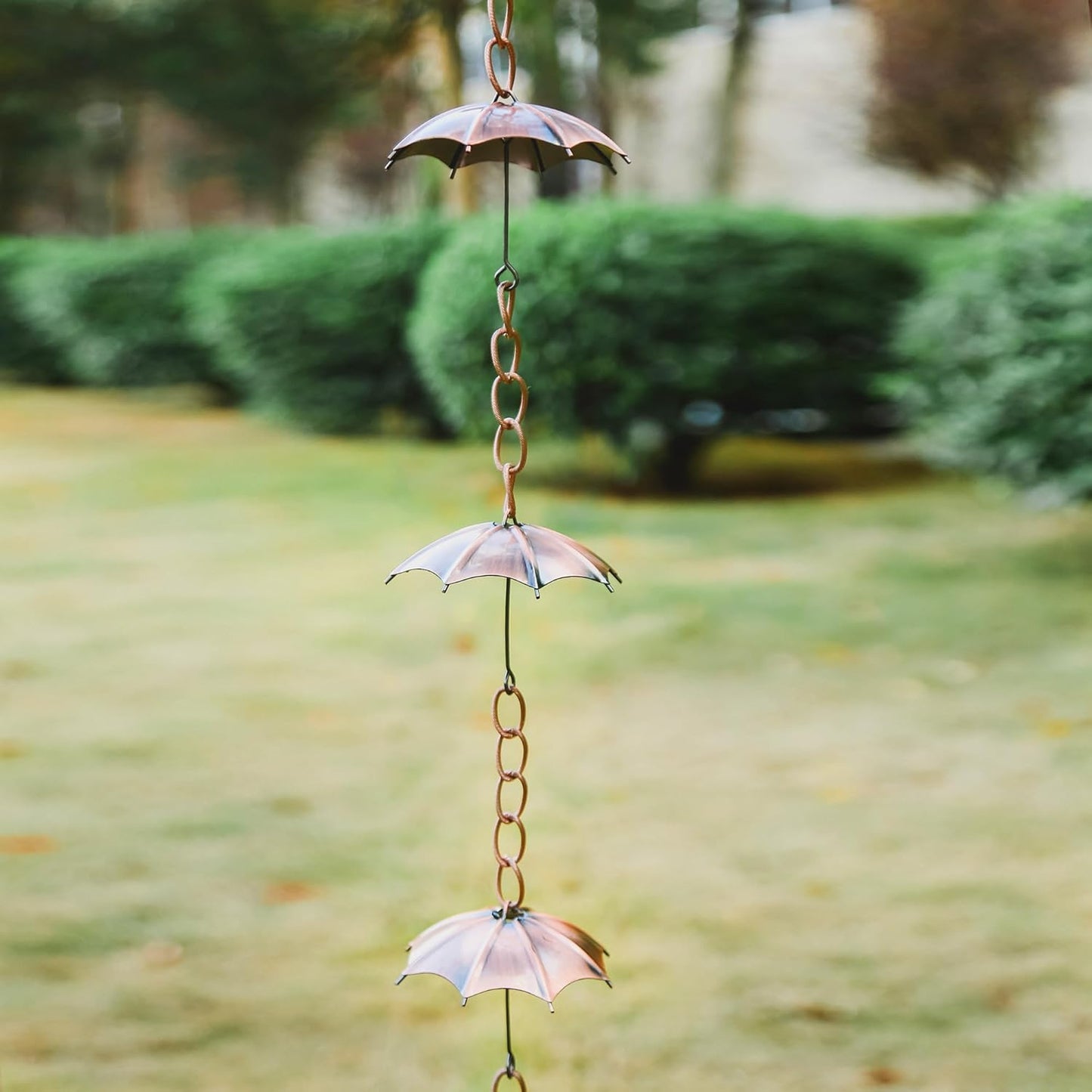 Rain Chain Decoration 6 Ft., Outdoor Rain Catcher Metal Chain Downspout 72'' for House Eaves, Garden & Home, Umbrella Shape Rain Chains