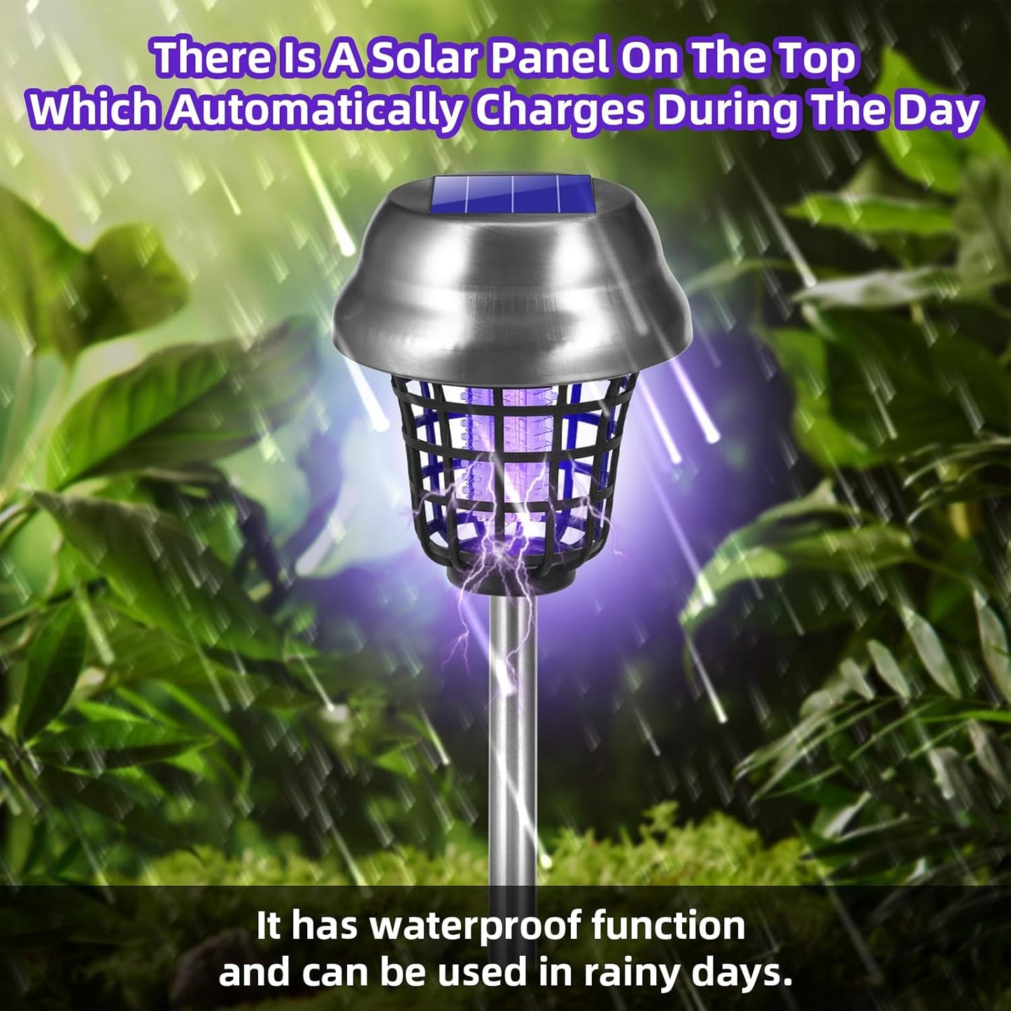 2025 Solar Bug Zapper Outdoor, Mosquito Killer Gnat Zapper, Waterproof Fly Traps for Bug Fly Gnat Small Flying Insect, Mosquito Repellent for Patio Yard Garden Farm(4Pack)