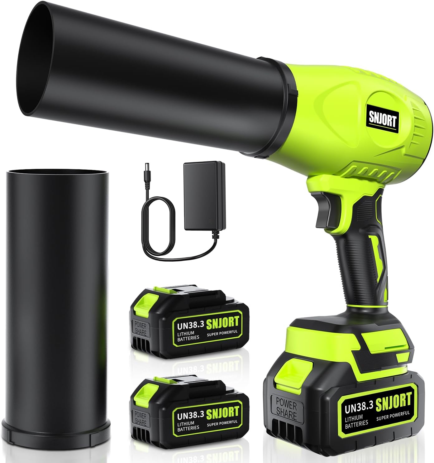 Leaf Blower Cordless with Battery and Charger, 800,000 RPM, Extended Nozzle, Lightweight Handheld Design,Blower for Patio Cleaning,car Blowing Water, Blowing Leaves and Dust（Bright Green）