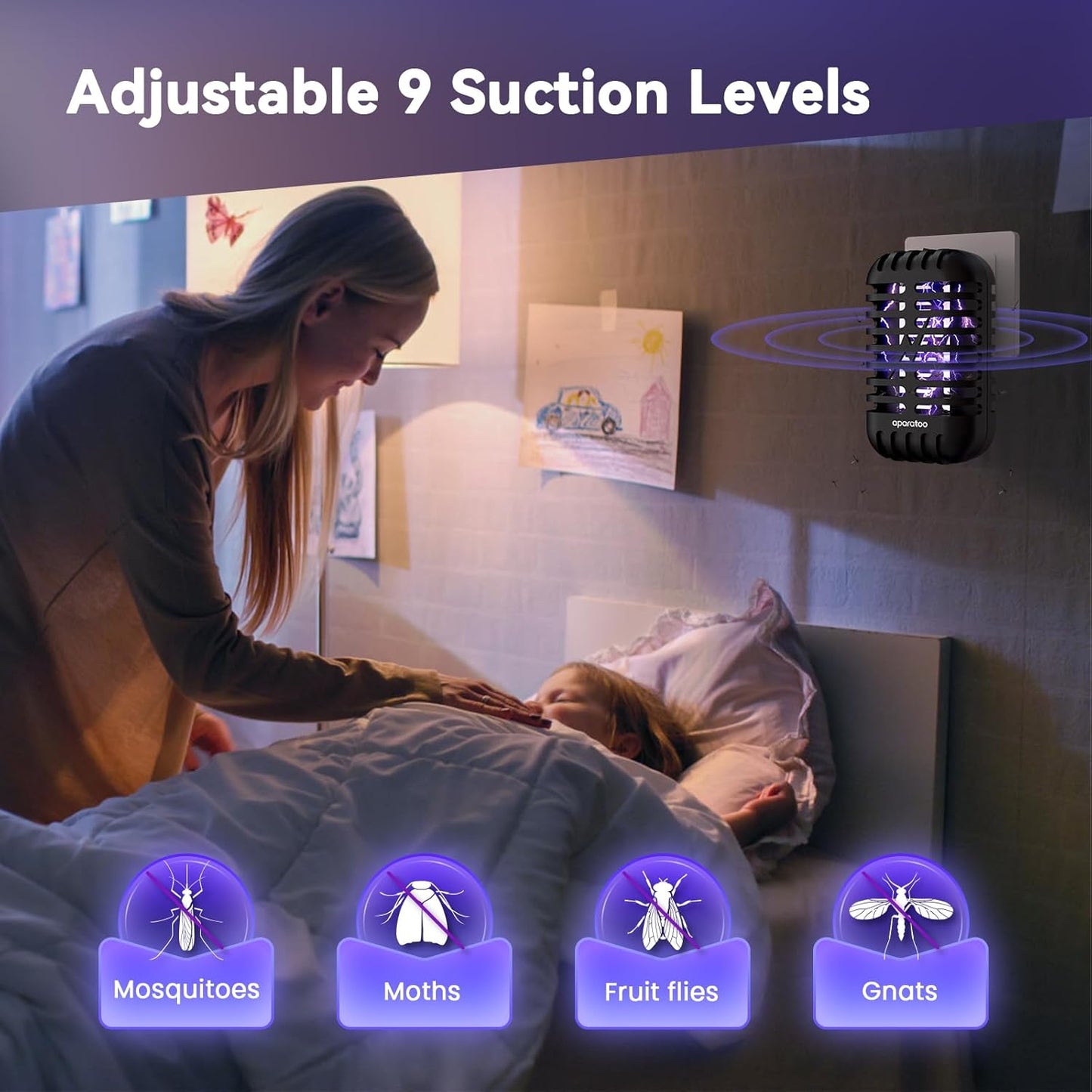 Bug Zapper Indoor Plug in, Fly Zapper Electronic 2 Pack Bug Zapper, Powerful Mosquito Zapper Insect Trap for Camping, Patio, Home, Kitchen