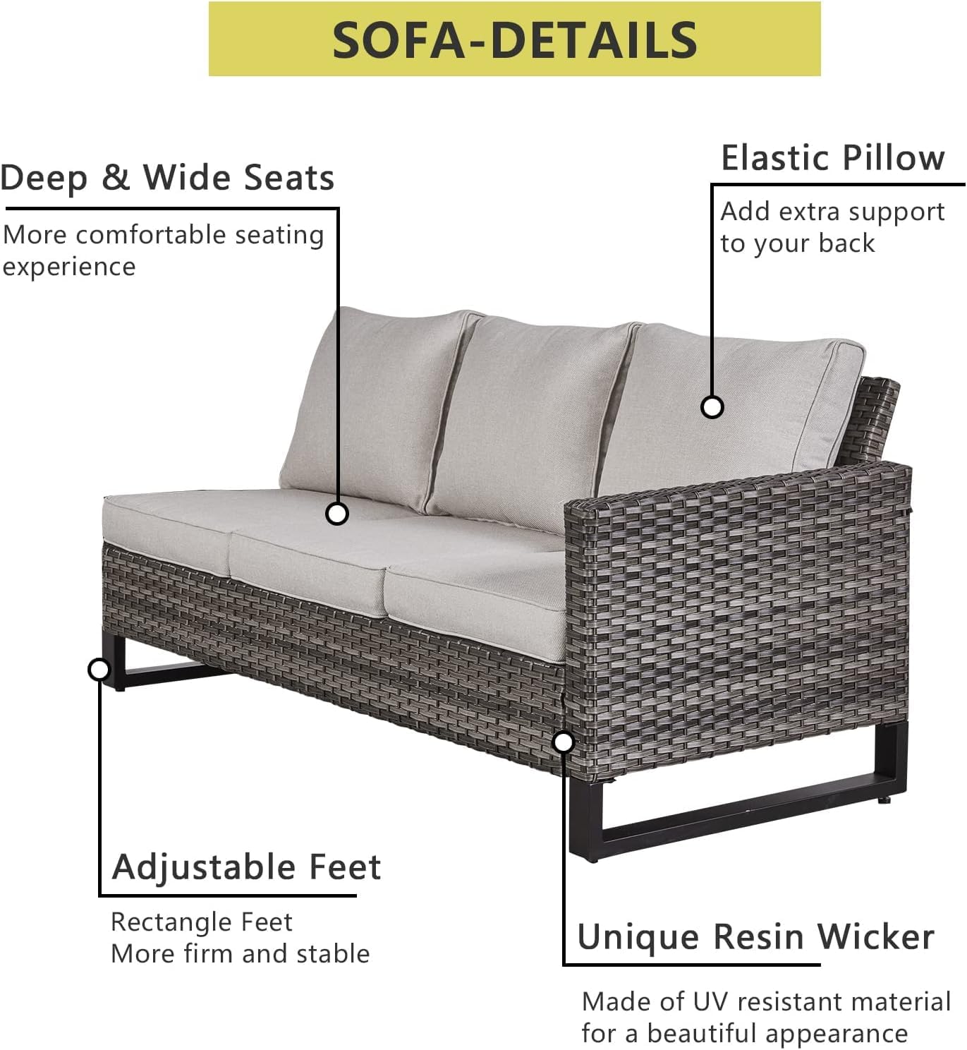 HUMMUH 8 Piece Patio Furniture with Fire Pit,PE Wicker Outdoor Conversation Sets-6-Seater Sofa,Patio Swivel Chairs Outdoor Chairs, Propane Fire Pit,Side Table for Porch,Garden,Backyard