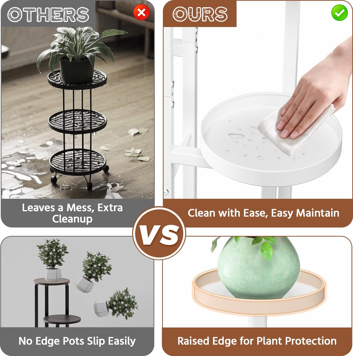 LASZOLA White 5 Tier Plant Stand Indoor Heavy Duty Rack for Modern House Planter, Metal and Wooden Vertical Organizer Decor Narrow Bathroom Floor, Sturdy Multi Level Flower Holder Raised, Cat Proof