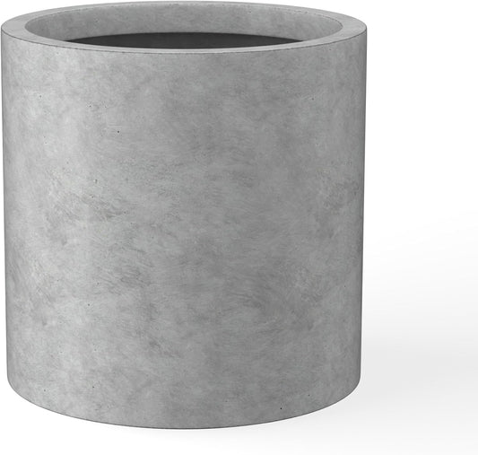 Kante 9.8" Dia Round Concrete Planter, Modern Style Large Cylindrical Plant Pot with Drainage Hole and Rubber Plug for Indoor Outdoor Patio, Natural Concrete