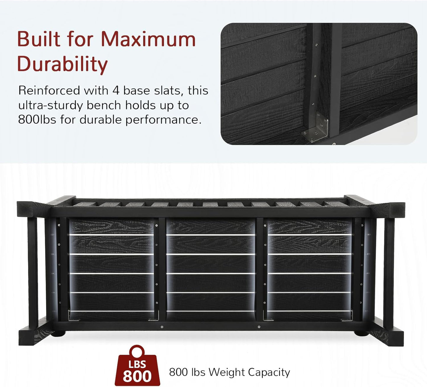 Outdoor Benches Set of 2, 2-Person Garden Bench for Outdoors, Weatherproof Outdoor Benches, Never Rot or Fade, Black