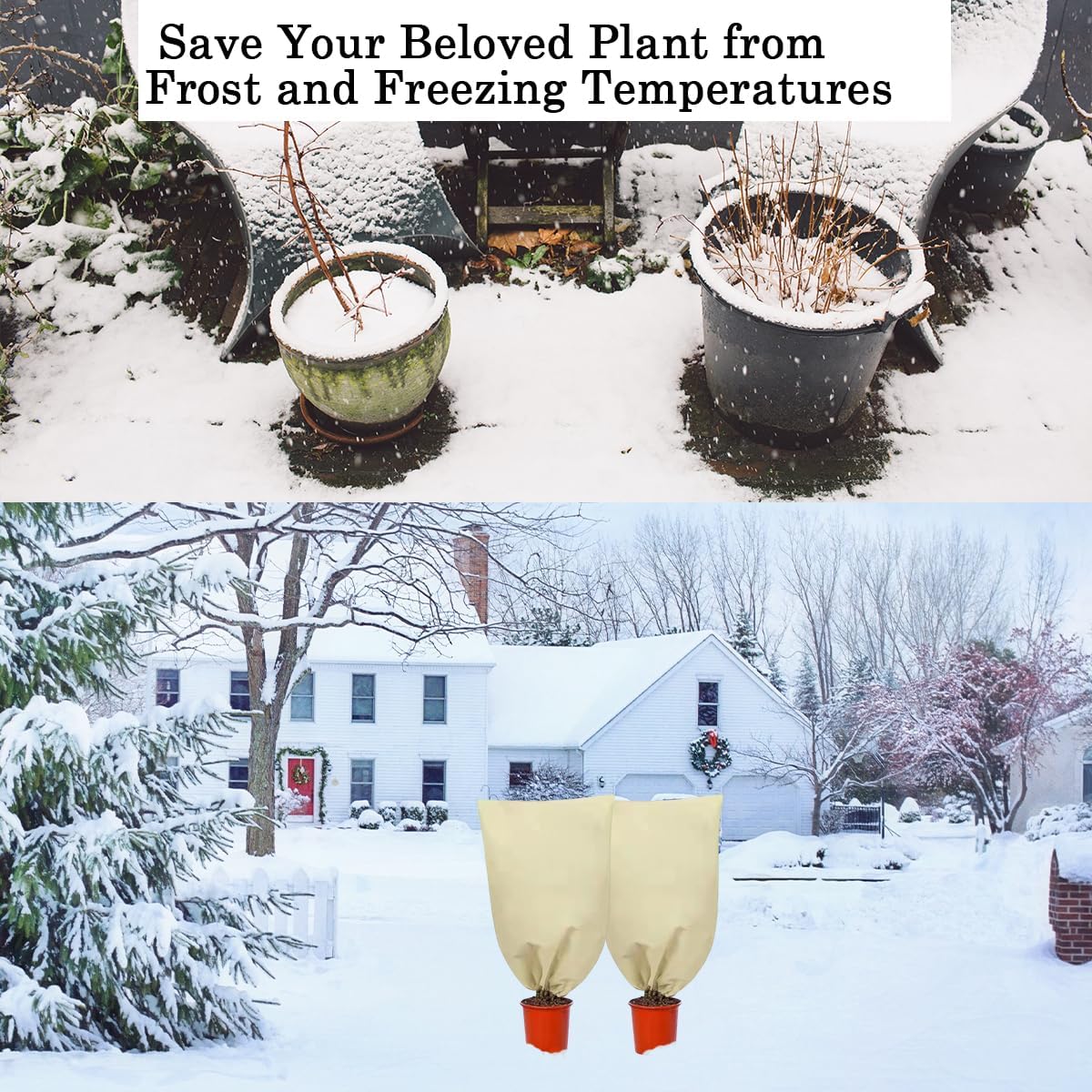 gardtree Winter Plant Frost Protection Covers 31.5" x 47.2" 2 Packs, Thicker 2.4oz/yd² Garden Cold Weather Tree Covers Freeze Protection Wrap with Zipper Drawstring for Shrub Fruit Tree, Potted Plants