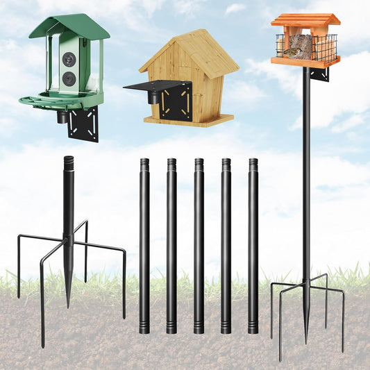 Bird Feeder Pole, 92in Adjustable Bird House Pole for Outdoors, Heavy Duty Smart Feeder Pole Mount Kit for Feeders, Birdhouse, Weather Station, Birdwatching