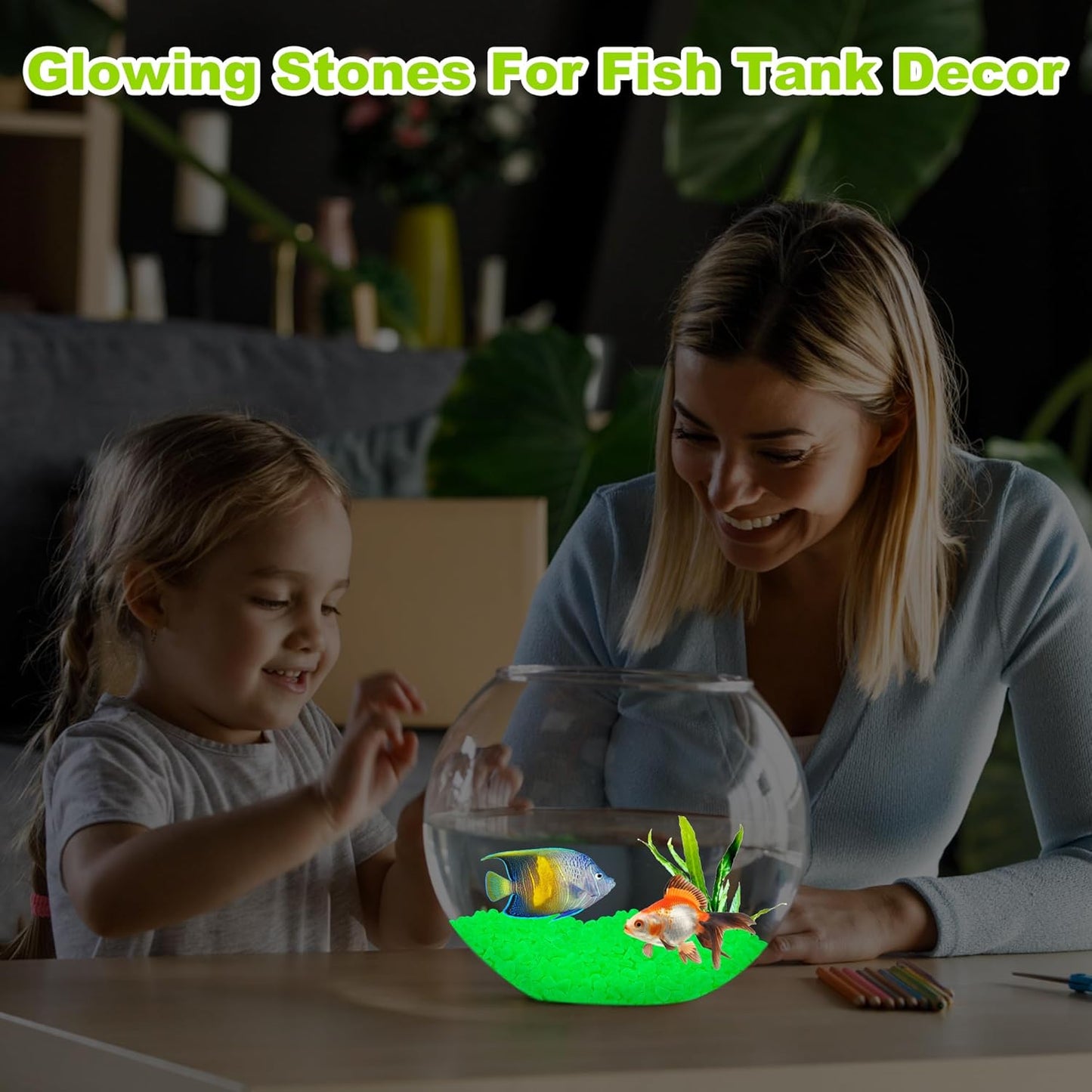 500pc Glow in The Dark Outdoor Rocks Glow in The Dark Fish Rocks Glowing Rocks for Garden Luminous Stones for Aquarium Glowing Stones for Driveway Walkway Patio Lawn Yard,Green