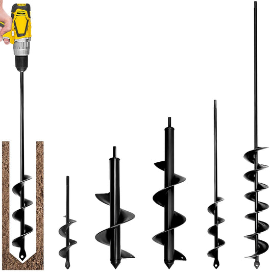 5pcs Auger Drill Bit for Planting - Plant Auger for Cordless Drill - Bulb Planter Tool for Bulbs Planting&Holes Digging - 3/8" Hex Drive Drill