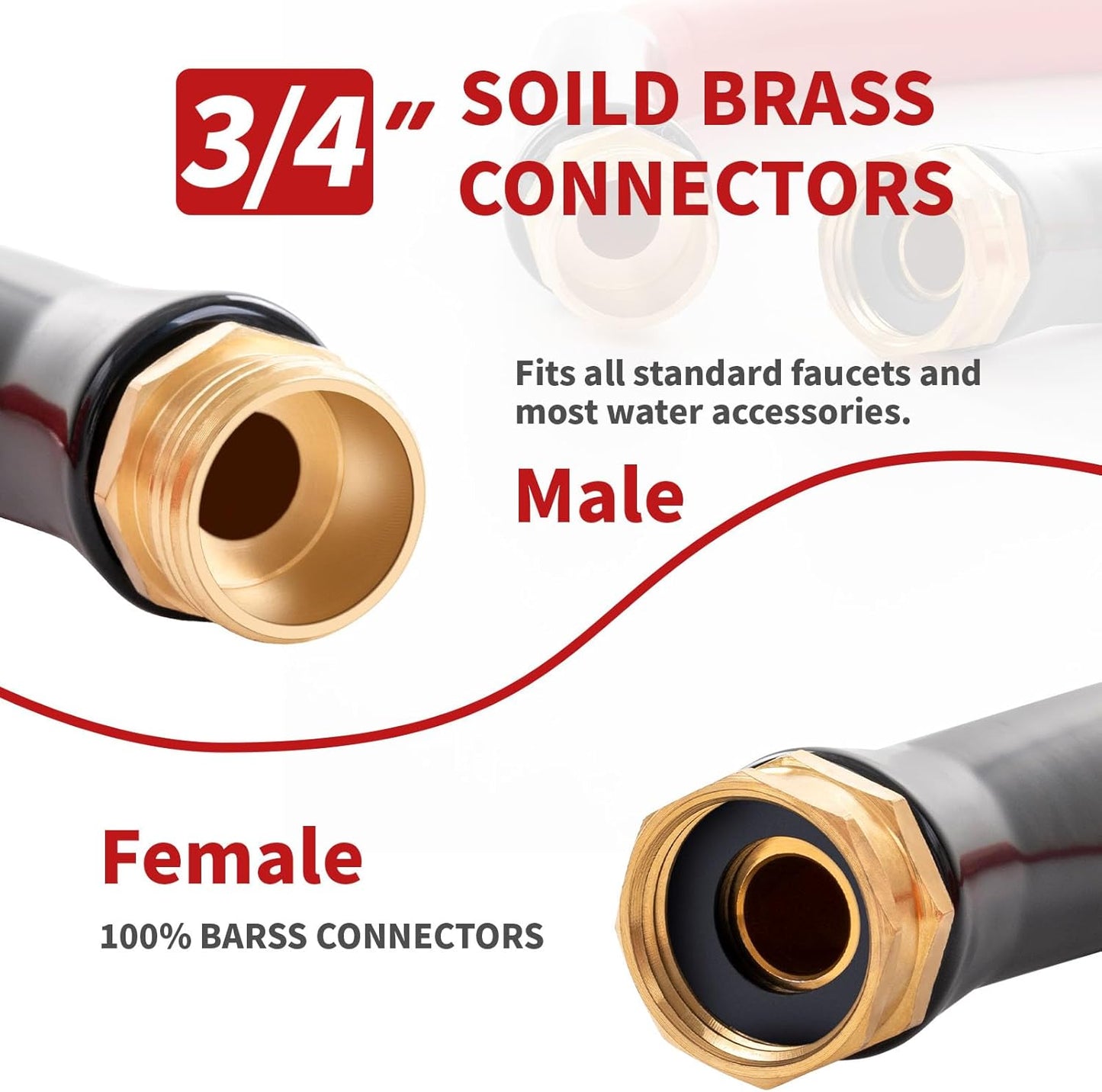 Garden Hose 50 ft x 5/8” Hot/Cold Water Hose,-50°F to 190°F,Burst 600Psi Flexible & Lightweight Upgraded Rubber Hoses,3/4” Solid Fittings for All-weather Outdoor Lawn & Garden