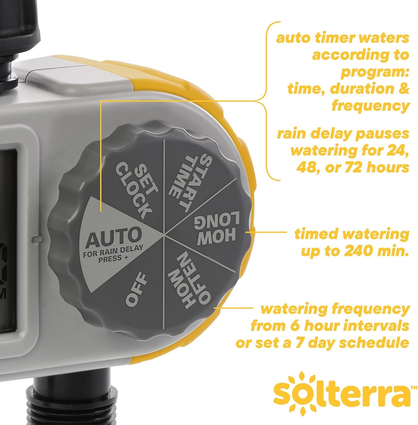 28153 Single-Dial Two-Outlet Hose Timer, Gray