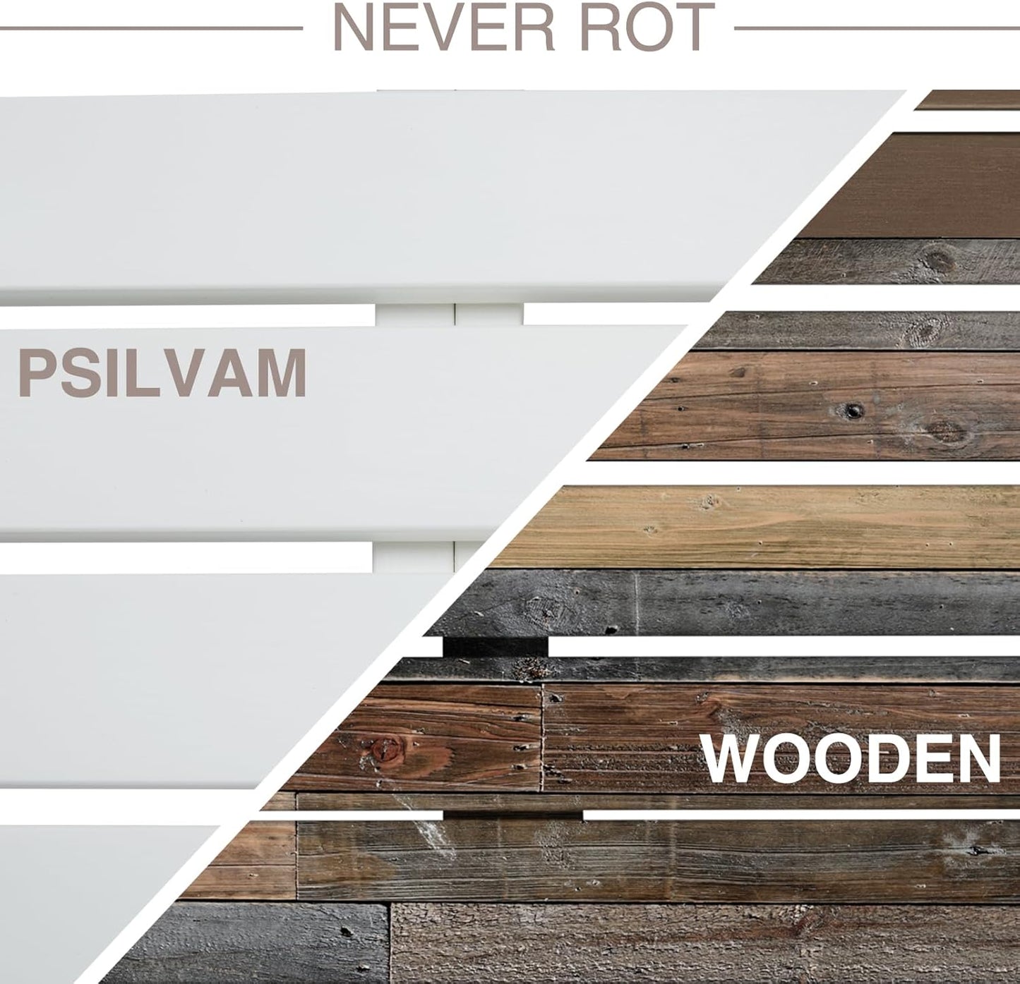 Psilvam Outdoor Bench, Two Person Poly Lumber Porch Bench, Weatherproof Garden Bench That Never Rot and Fade, Patio Bench Suit for Garden, Porch, and Park (2 pcs, White)