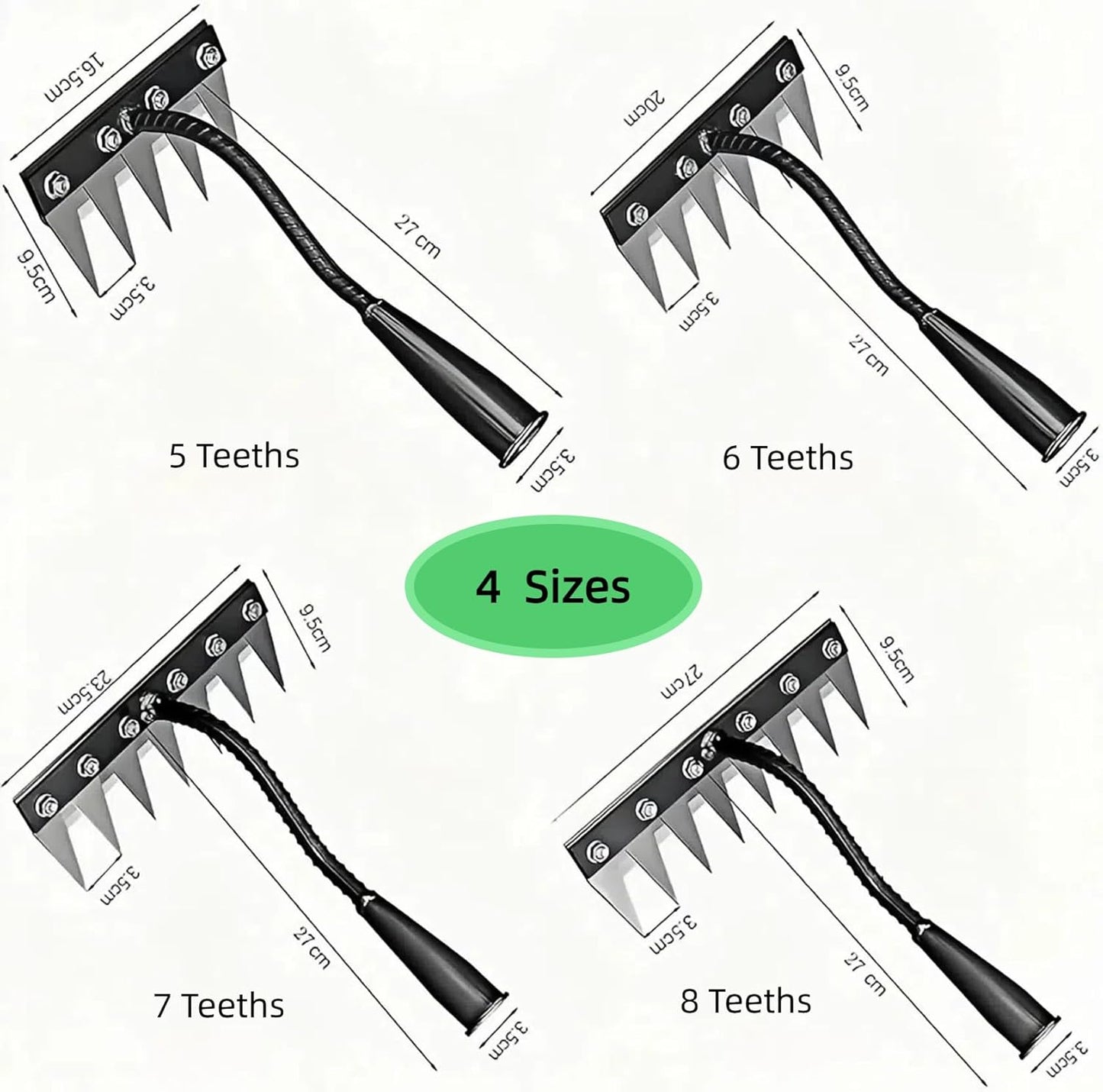 Gardenia Iron Weeding Rake, Iron Rake 2.0 for Gardening and Weeding, Detachable Double-Edged Blade Design Carbon Steel Heavy-Duty Weed Rakes,Hand Weed Puller Tools for Lawn Yard Garden Farm (8 teeths)