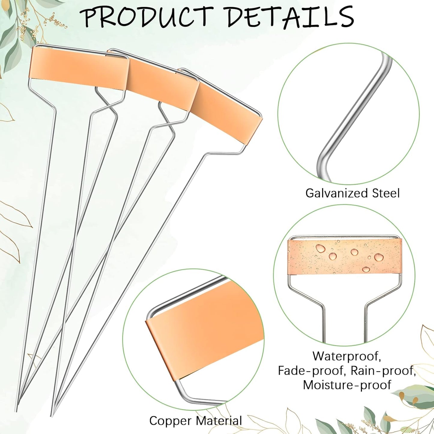 Moxweyeni 60 Pcs Metal Garden Tags Plant Labels for Garden Waterproof Plant Markers with 2 Permanent Pen Planting Nursery Tags Reusable Labels Stake for Plants(Copper,10 Inch)