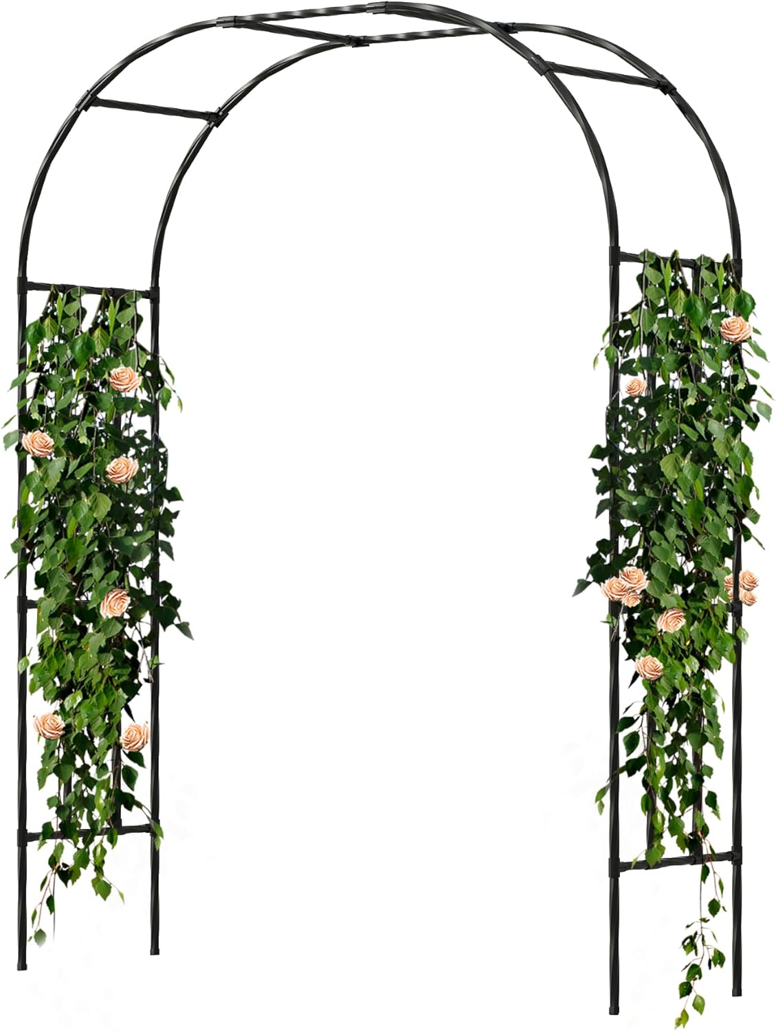 Garden Arch Trellis, Trellis Arch for Climbing Plants Outdoor, 5FT x 7.9FT Metal Full Garden Arbor, Trellises for Patio Lawn Backyard, Large Garden Archway Decoration Black 59.1" x 94.5in