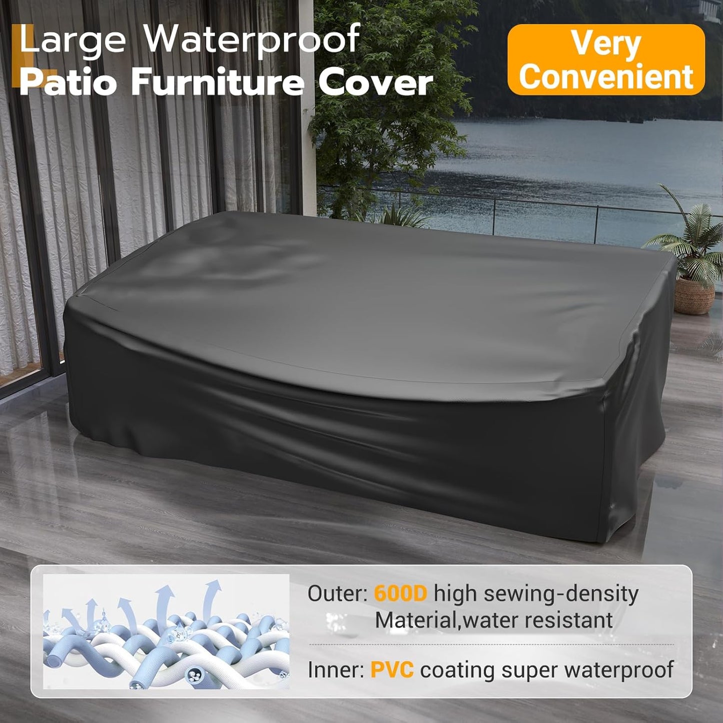 UDPATIO 5 Piece Patio Furniture Set, Outdoor Sectional Modular Sofa with 4'' Thickened Cushions, Wicker Outdoor Furniture Conversation Sets with Waterproof Cover for Backyard Deck(Brown/Dark Grey)