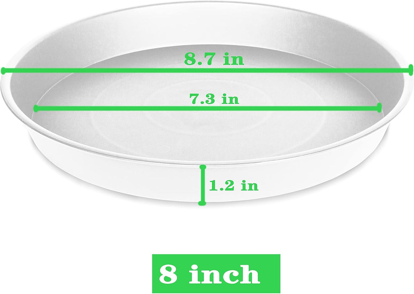 6 Pack of 8 inch Plant Saucer, Heavy Duty Plastic Plant Drip Trays 8" Round, Plant Dishes Saucer, Flower Plant Water Trays for Indoors, Plate for Planter 7-9" (8 inch, Creamy White)