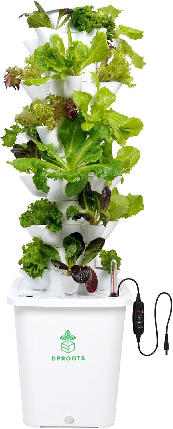 Hydroponic Tower Growing System，30 Pods Vertical Garden，Suitable for Indoor and Outdoor, Grow Herbs and Vegetables，Houseplant Farming with Water Circulation and Automatic Timer