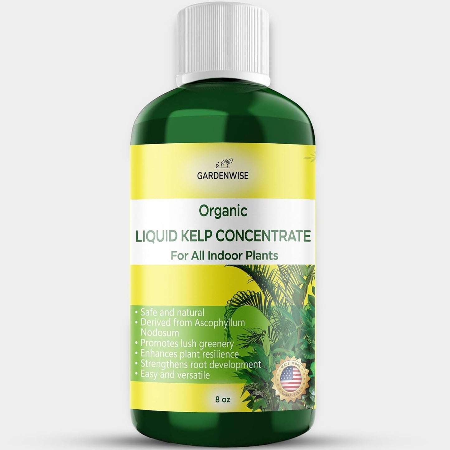 Organic Premium Kelp Seaweed Fertilizer - Liquid Hydroponics Fertilizer - Liquid Plant Food - Nutrient-Rich Soil Enhancer - Natural Plant Food for All Indoor Plants (8 oz)