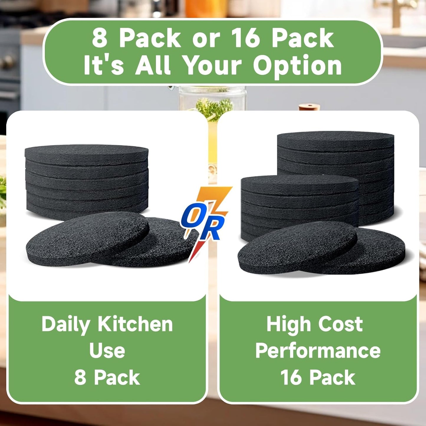 6.7 Inch Charcoal Filters for 8 Pack Kitchen Countertop Compost Bins- Extra Thick 0.4" for Longer Lasting Activated Carbon