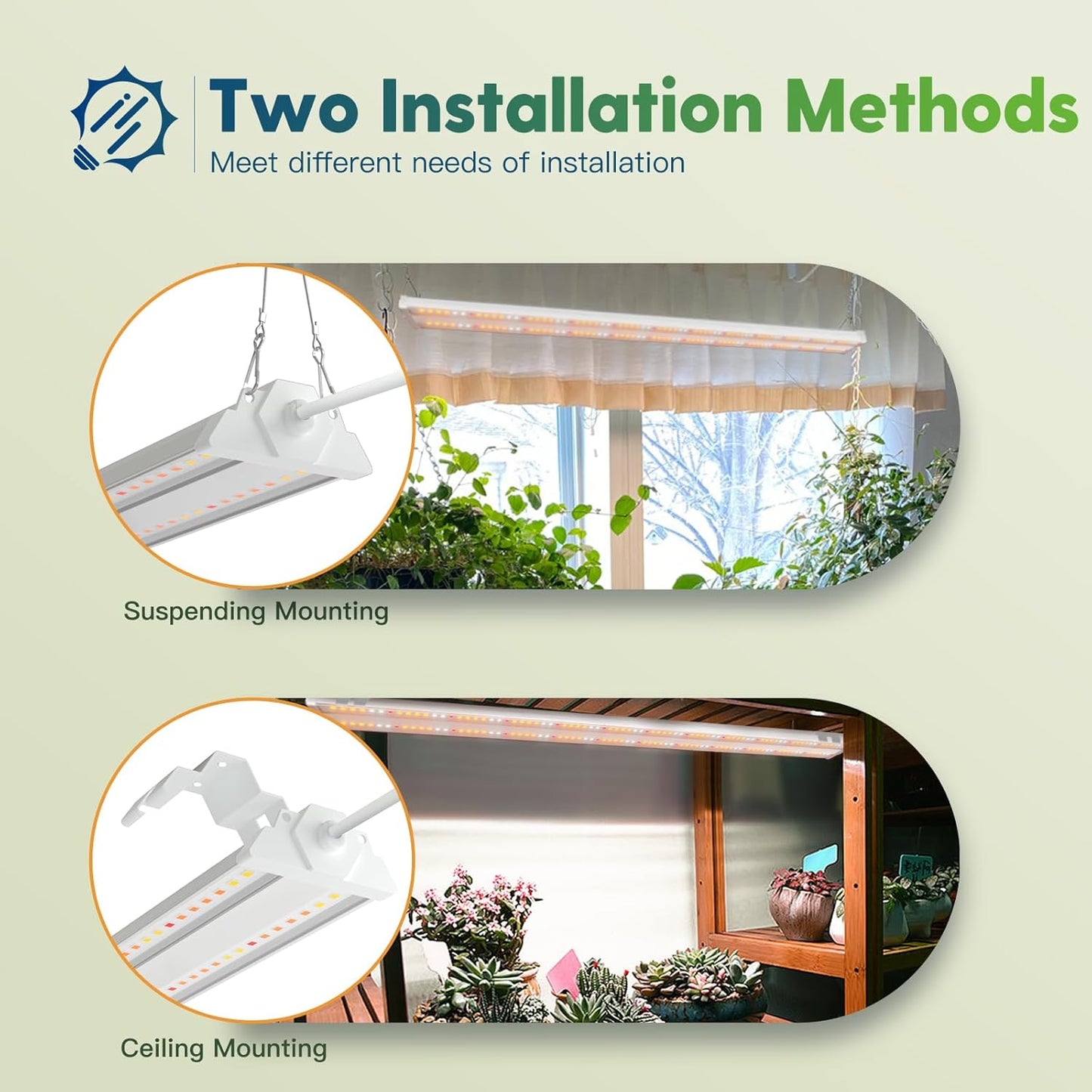 FREELICHT 1 Pack 4ft LED Grow Light, 60W (350W Equivalent), Sunlike Full Spectrum Integrated Plant Light for Hydroponic Indoor Plant Seedling Veg and Flower, Plug in with On/Off Switch