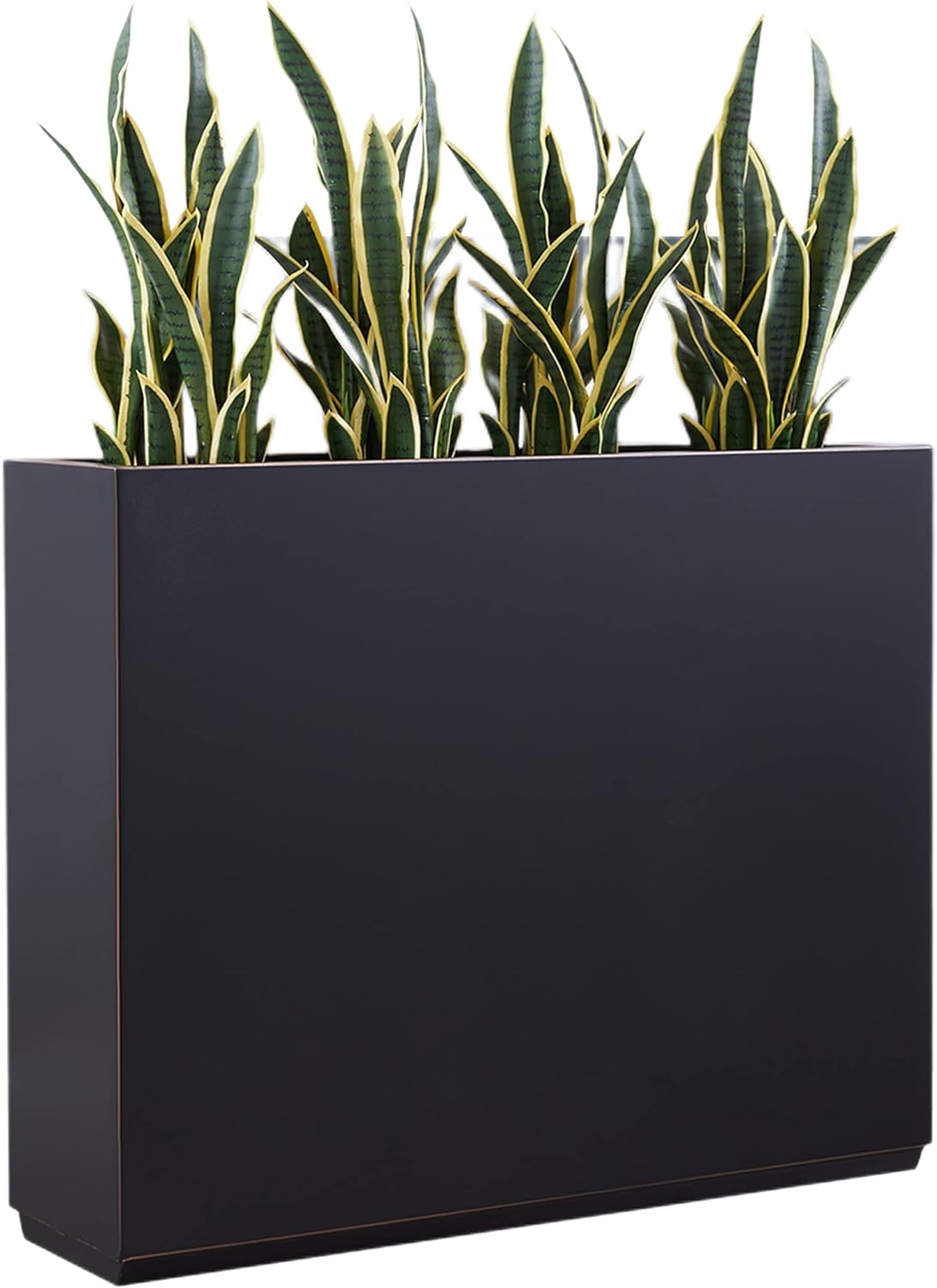 Metallic Heavy Planter for Outdoor Plants, 38Lx10Wx30H Inches Tall and Long Metal Divider Planter Box with Hand Brushed Gold Edge for Outside & Indoor, No Assembly (Black)
