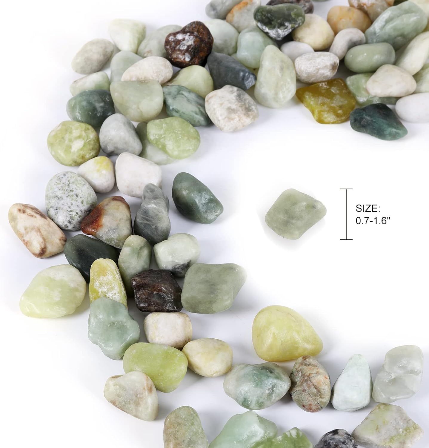 11lbs Natural River Rocks, Polished Pebbles for Plants Garden, 1-2 inch Decorative Jade Stones, Ideal for Fish Tank, Vases, Crafting, Home Decor and Garden Landscaping Rocks,Jade